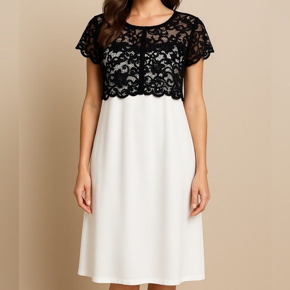 VENUS Dresses & Skirts - Venus Black Lace Overlay Dress Size 12
